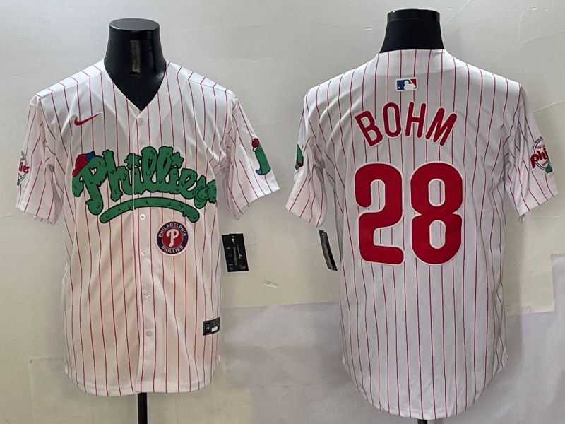 Men Philadelphia Phillies #28 Bohm White Fourth generation Joint Name Nike 2025 MLB Jersey style 16